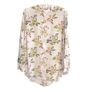 EUC Equipment Femme Silk Botanical Oversized Blouse Size S